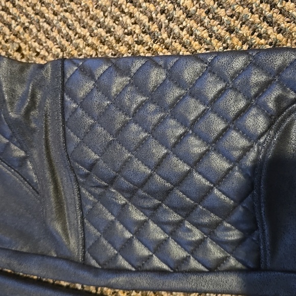 SPANX Black Quilted Faux Leather Elastic Leggings - Picture 2 of 5